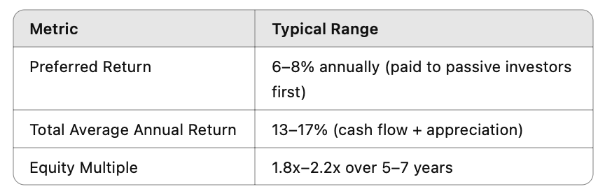 chart showing multifamily syndication returns